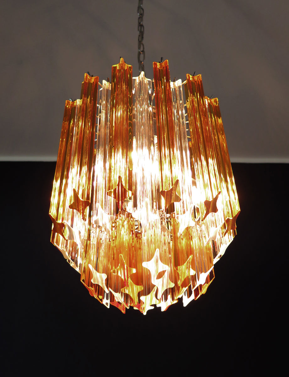 Lampadario Murano – 47 Vetri a Prismi Trasparenti e Gialli – dettaglio 5 – Murano Classics