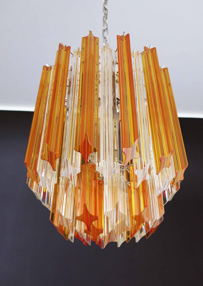 Lampadario Murano – 47 Vetri a Prismi Trasparenti e Gialli – dettaglio 3 – Murano Classics
