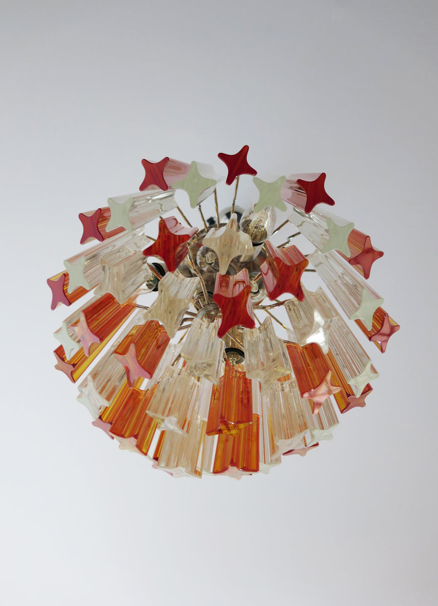 Lampadario Murano – 47 Vetri a Prismi Trasparenti e Gialli – dettaglio 2 – Murano Classics