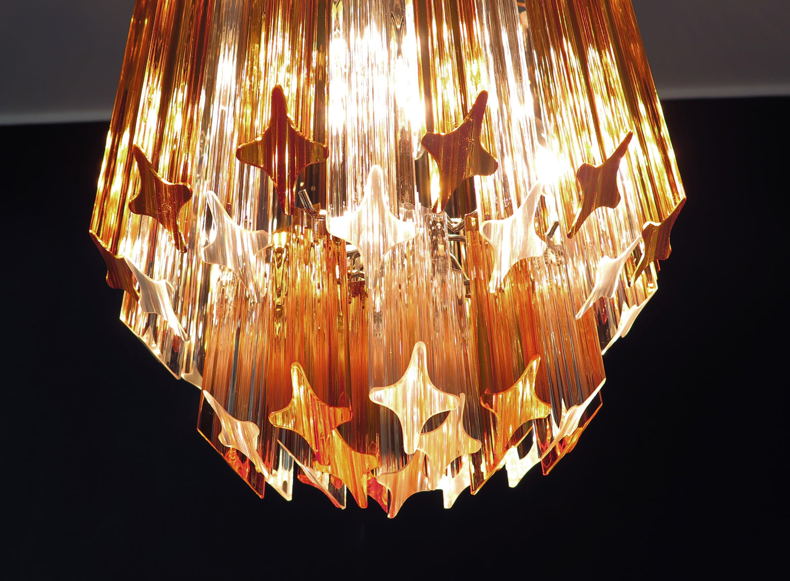 Lampadario Murano – 47 Vetri a Prismi Trasparenti e Gialli – dettaglio 6 – Murano Classics