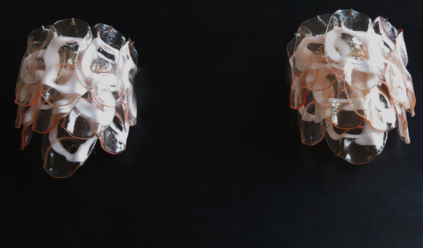 Murano Vegglampe | 10 Rosa Crostoliglass | 1 par