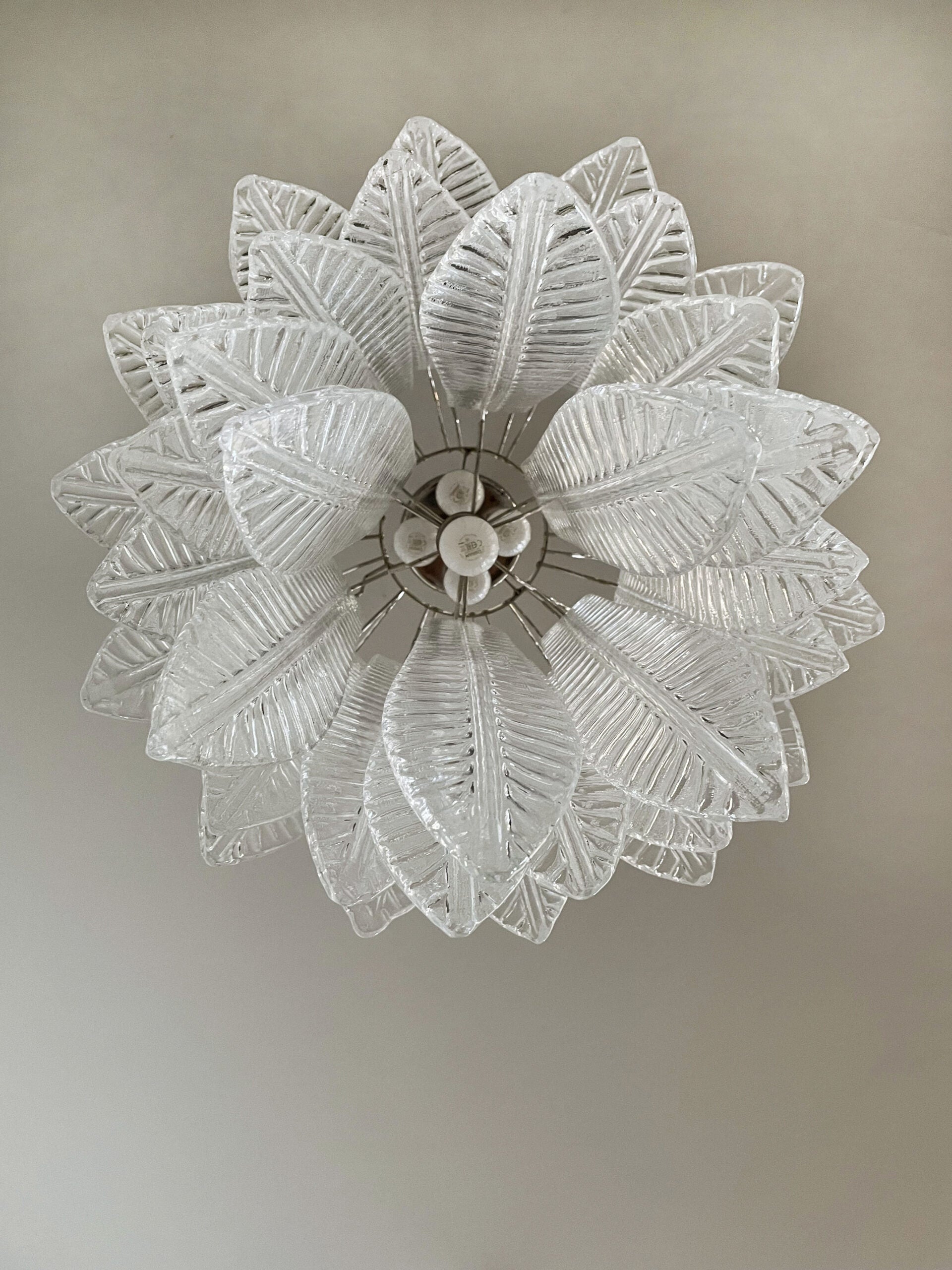 Murano Chandelier – 41 Clear Felci Glass – detail 6 – Murano Classics