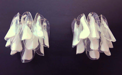 Murano Vegglampe | 20 Klare Hvite Rondiniglass | 1 par