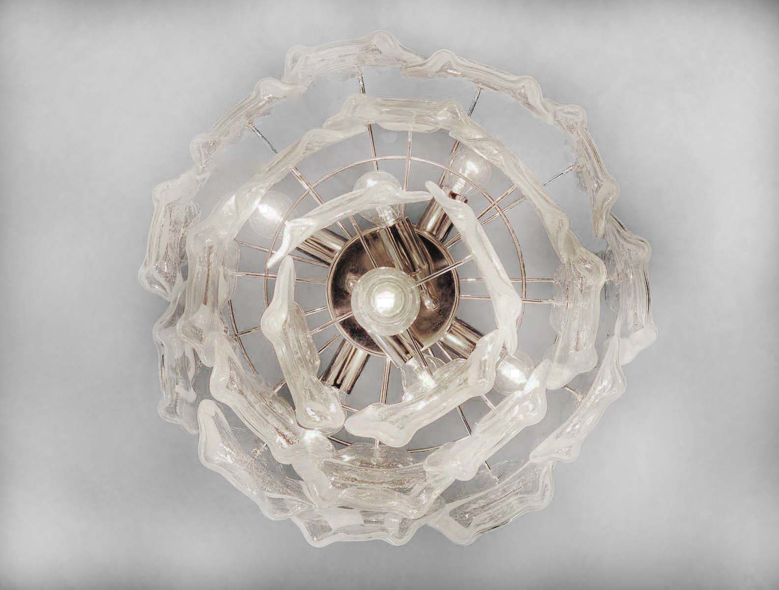 Lampadario Murano – 23 Crostoli Trasparenti Bianchi – dettaglio 1 – Murano Classics