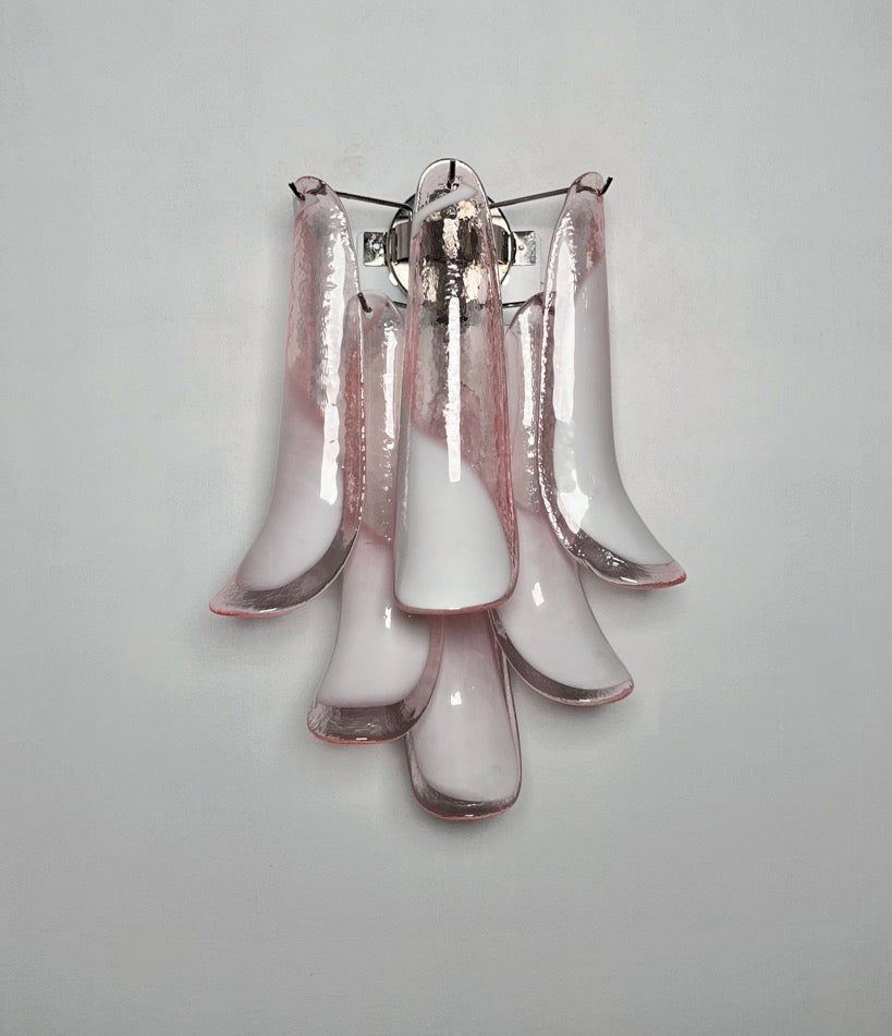 Murano Vegglampe | Rosa Lattimo Konglebladglass | 1 par
