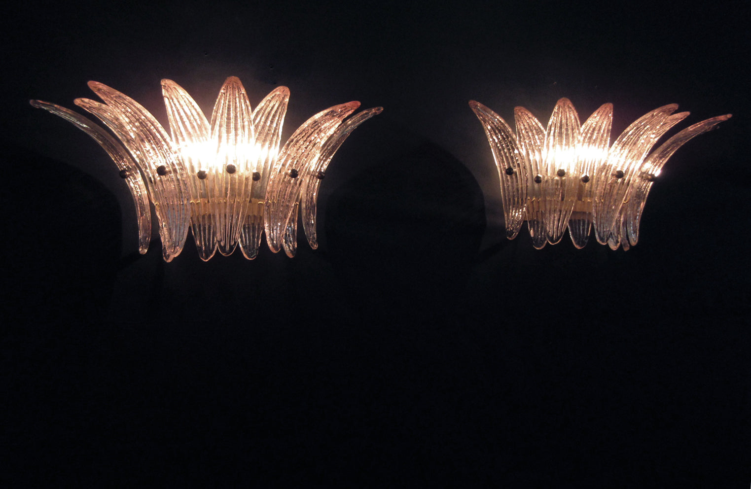 Murano Wall Lamp – 9 Pink Palmette Glass – Set of 2 – detail 6 – Murano Classics