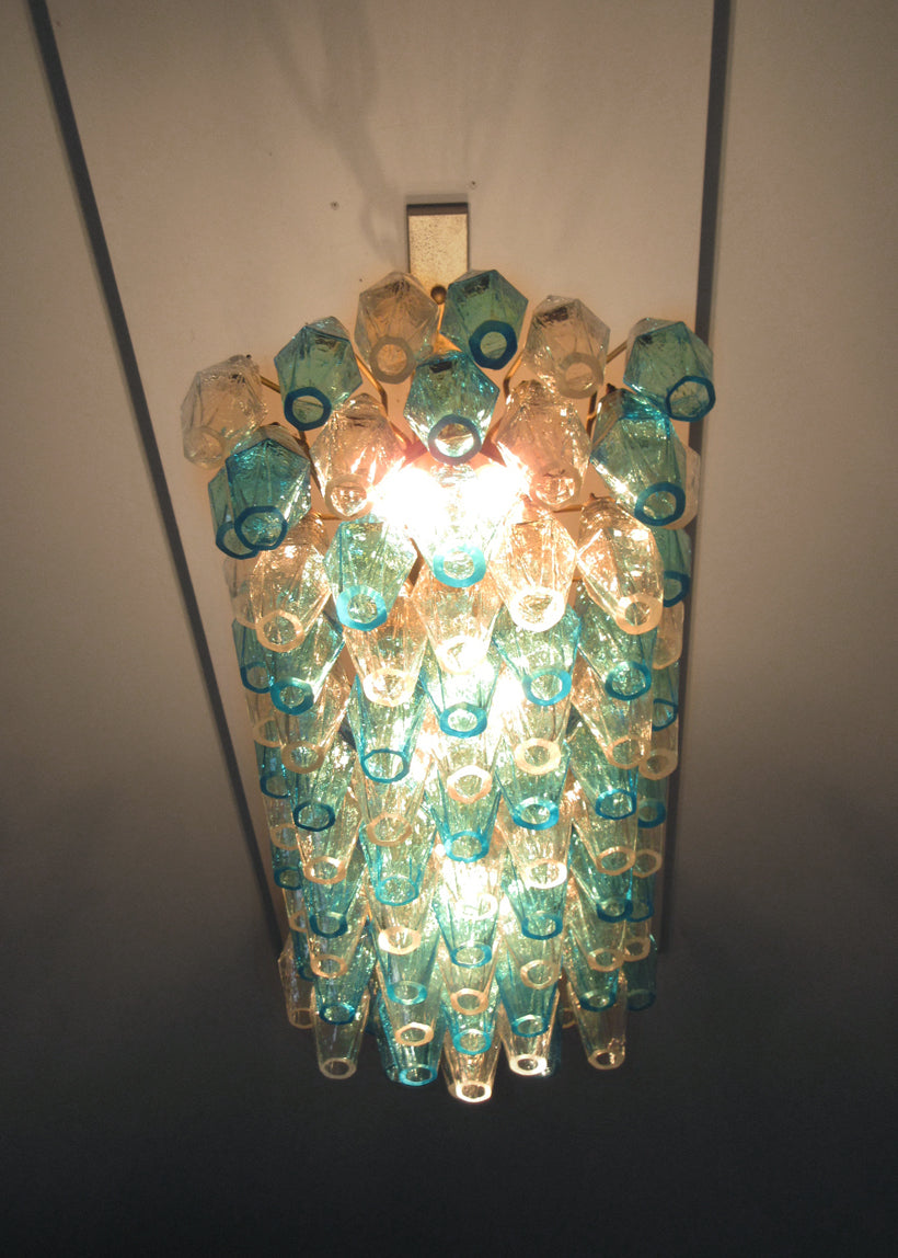 Murano Kroonluchter – 84 Heldere en Blauwe Poliedriglazen – detail 8 – Murano Classics