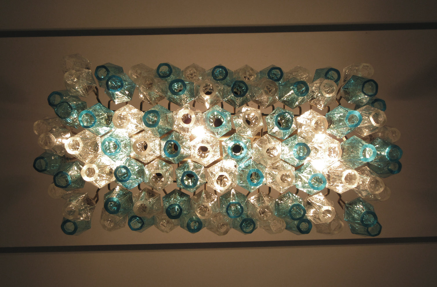 Murano Kroonluchter – 84 Heldere en Blauwe Poliedriglazen – detail 9 – Murano Classics