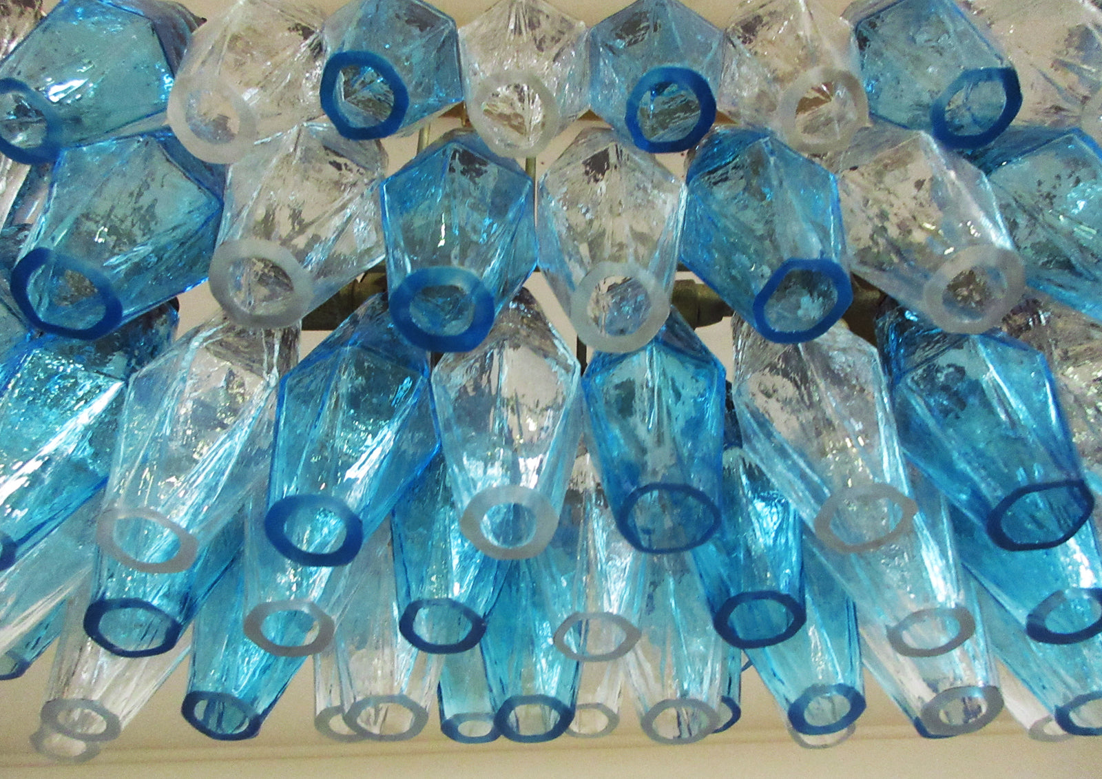 Murano Kroonluchter – 84 Heldere en Blauwe Poliedriglazen – detail 7 – Murano Classics