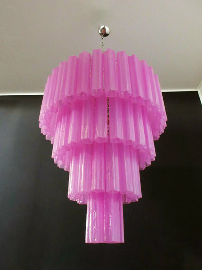 Murano Lysekrone | 78 Rosa Glassrør