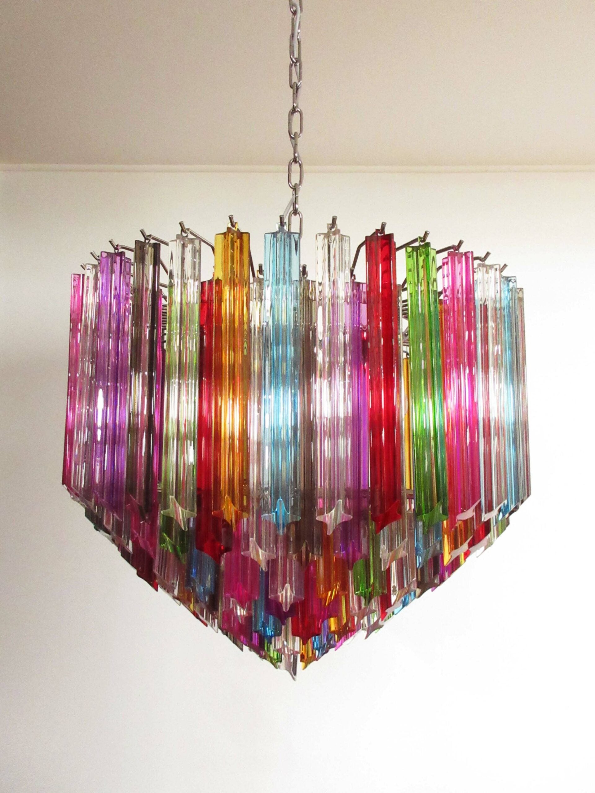 Lustre Murano – 163 Verres à Prismes Multicolores – détail 3 – Murano Classics
