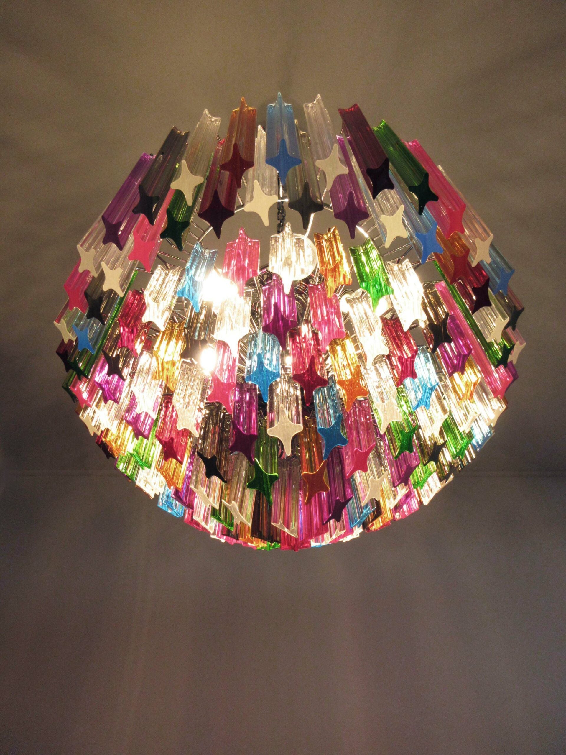 Lustre Murano – 163 Verres à Prismes Multicolores – détail 10 – Murano Classics
