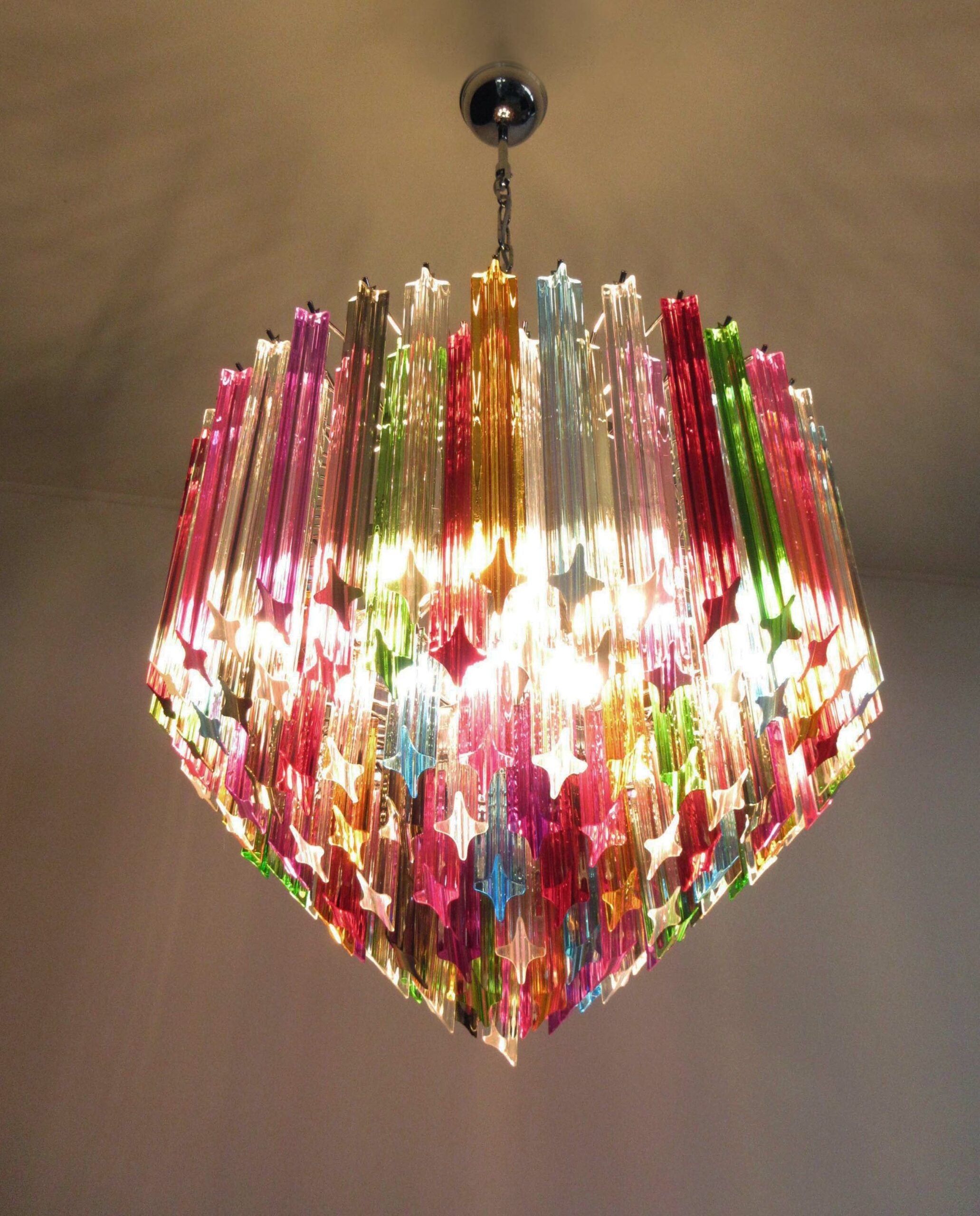 Lustre Murano – 163 Verres à Prismes Multicolores – détail 9 – Murano Classics