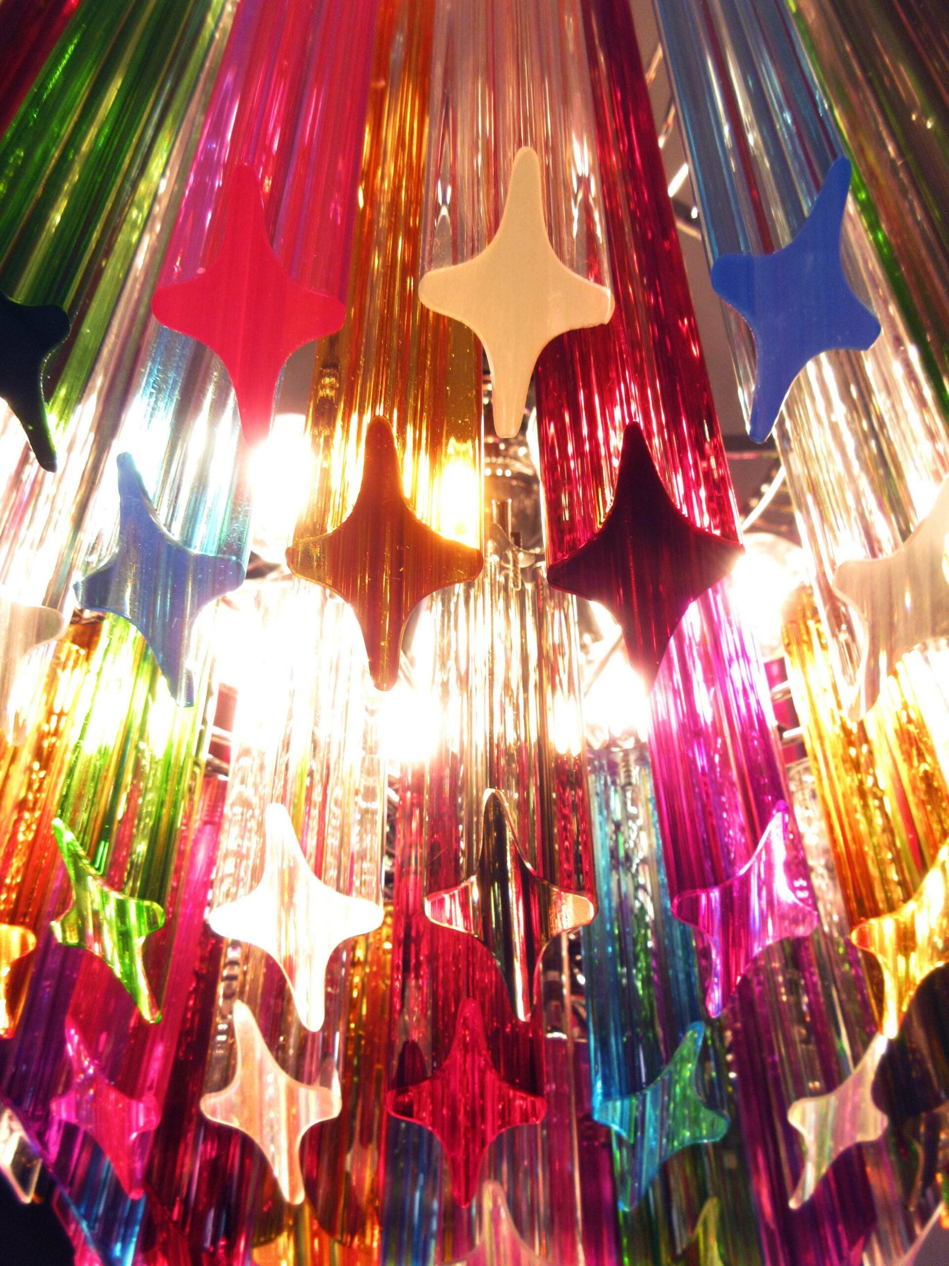 Lustre Murano – 163 Verres à Prismes Multicolores – détail 4 – Murano Classics