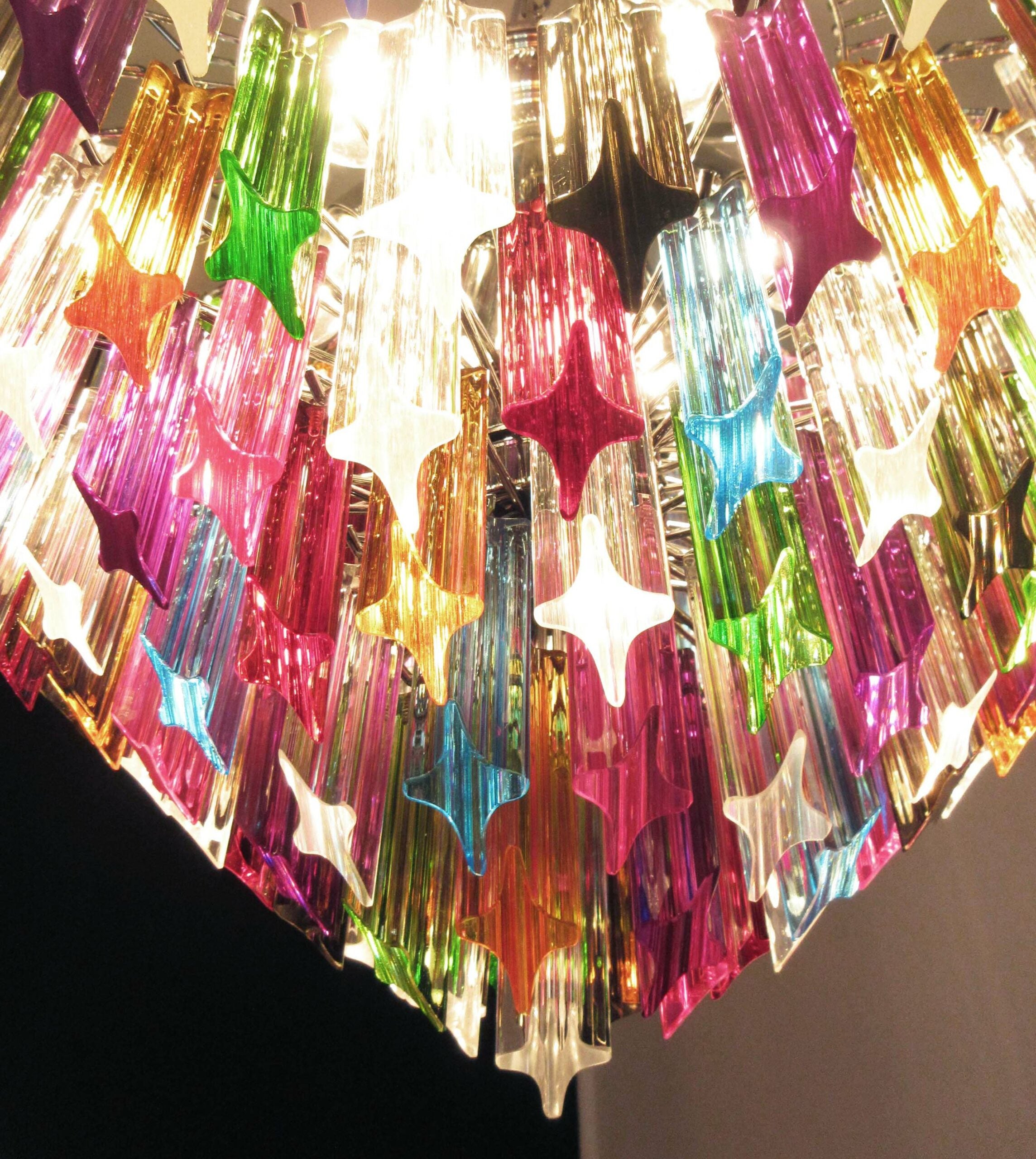 Lustre Murano – 163 Verres à Prismes Multicolores – détail 5 – Murano Classics