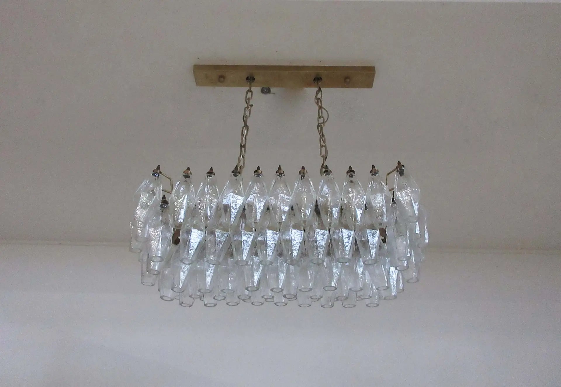 Murano Chandelier – 84 Clear Poliedri Glass – detail 2 – Murano Classics