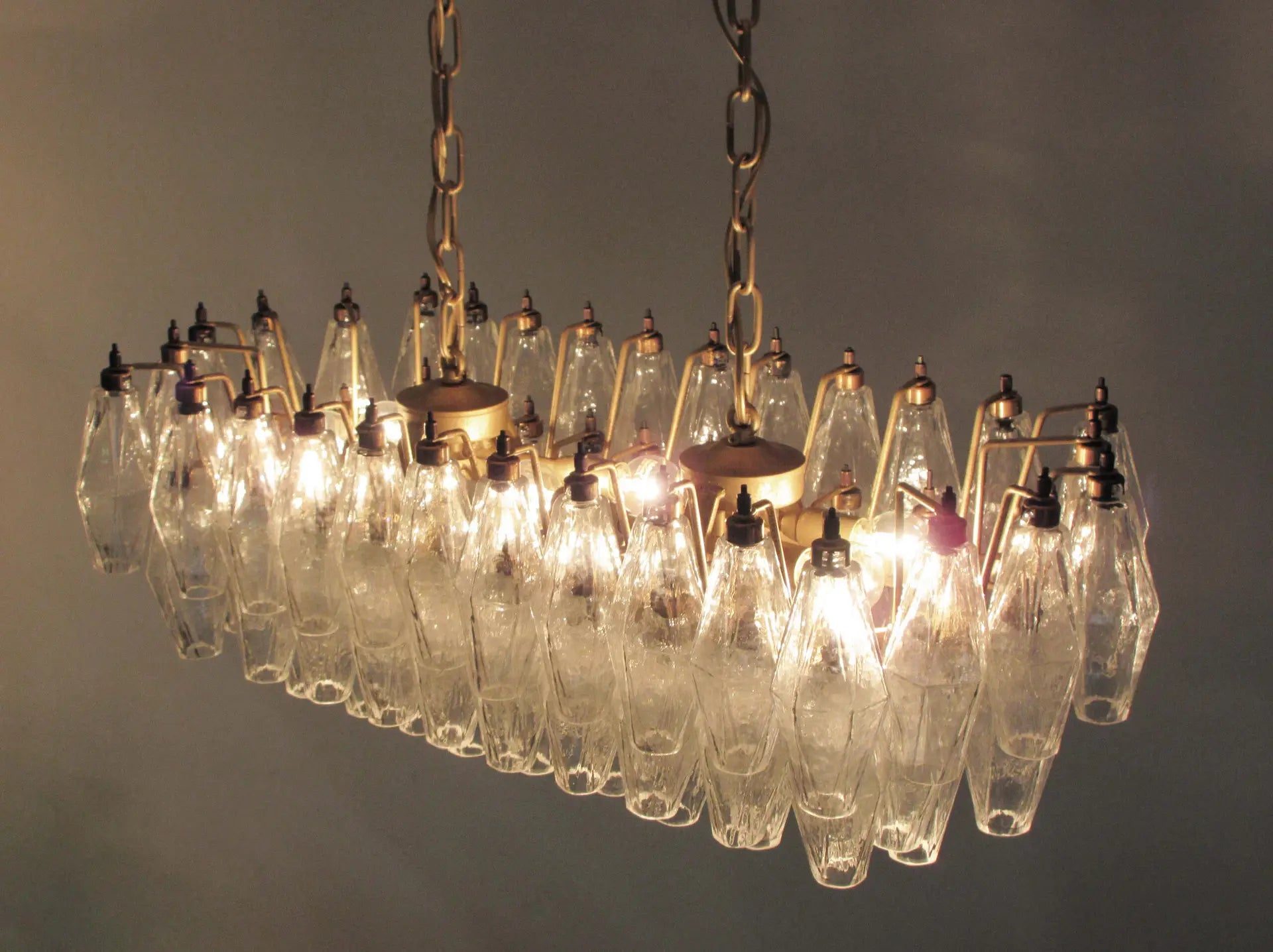 Murano Chandelier – 84 Clear Poliedri Glass – detail 6 – Murano Classics