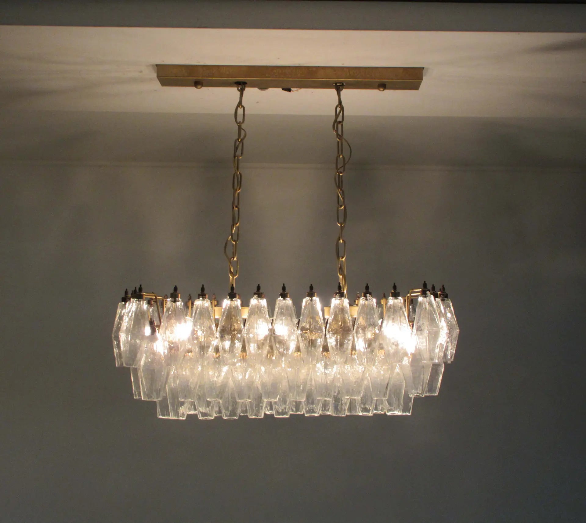 Murano Chandelier – 84 Clear Poliedri Glass – detail 4 – Murano Classics