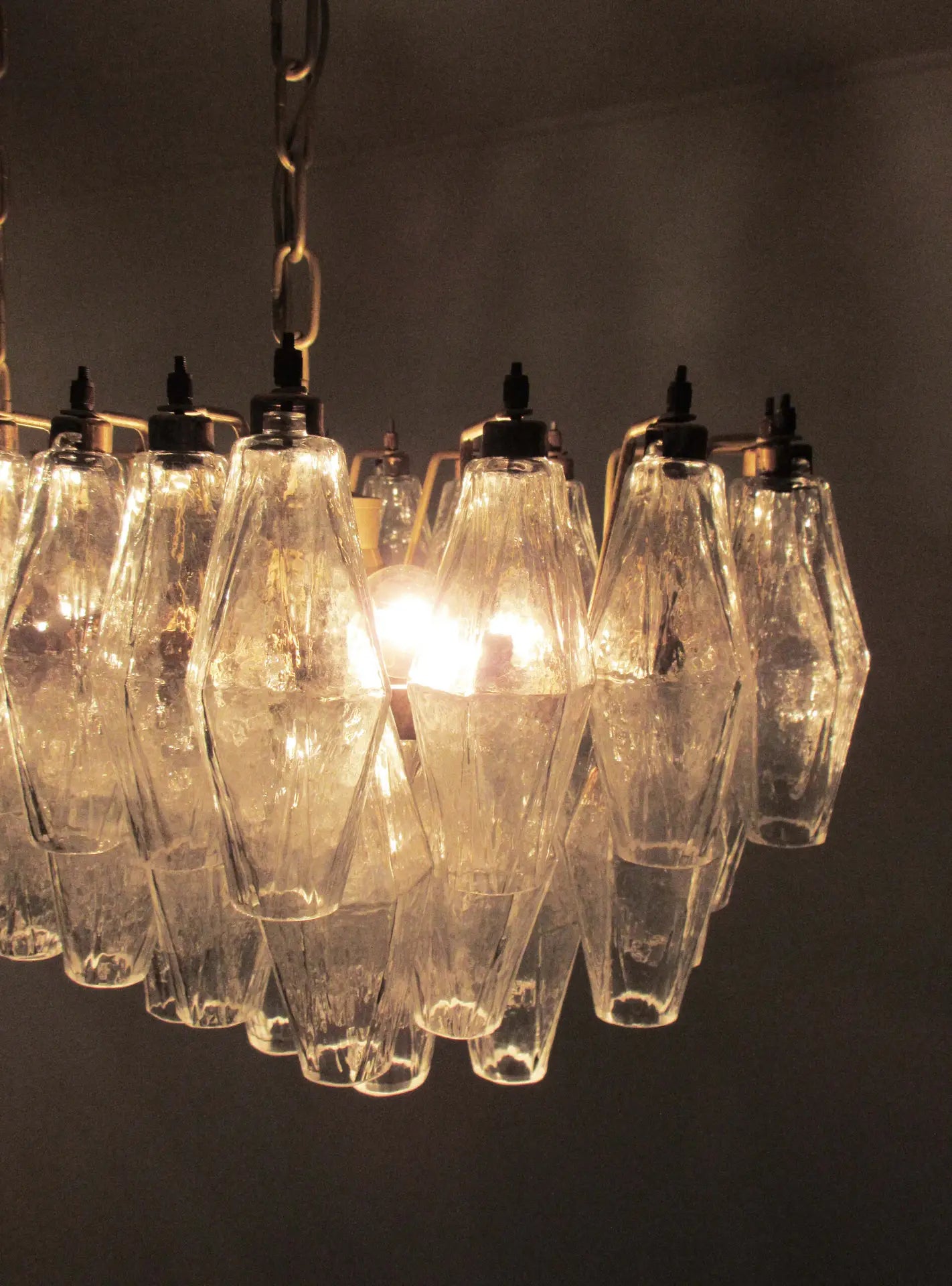 Murano Chandelier – 84 Clear Poliedri Glass – detail 11 – Murano Classics