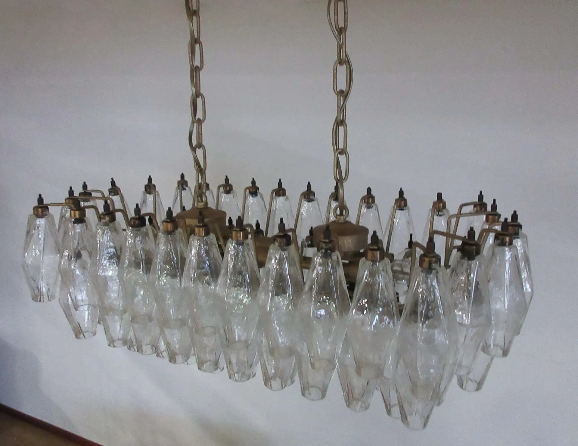 Murano Chandelier – 84 Clear Poliedri Glass – detail 8 – Murano Classics