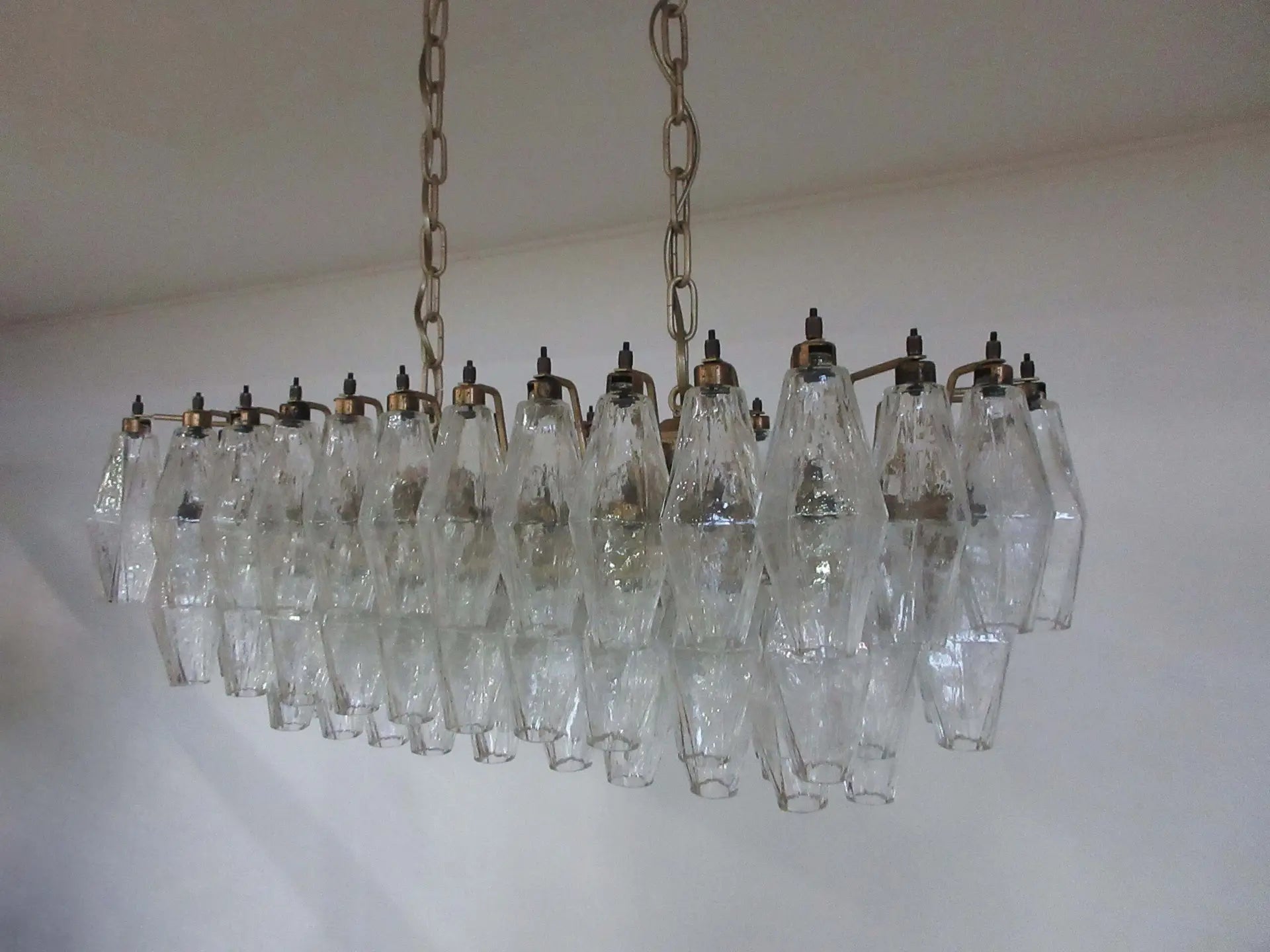 Murano Chandelier – 84 Clear Poliedri Glass – detail 5 – Murano Classics