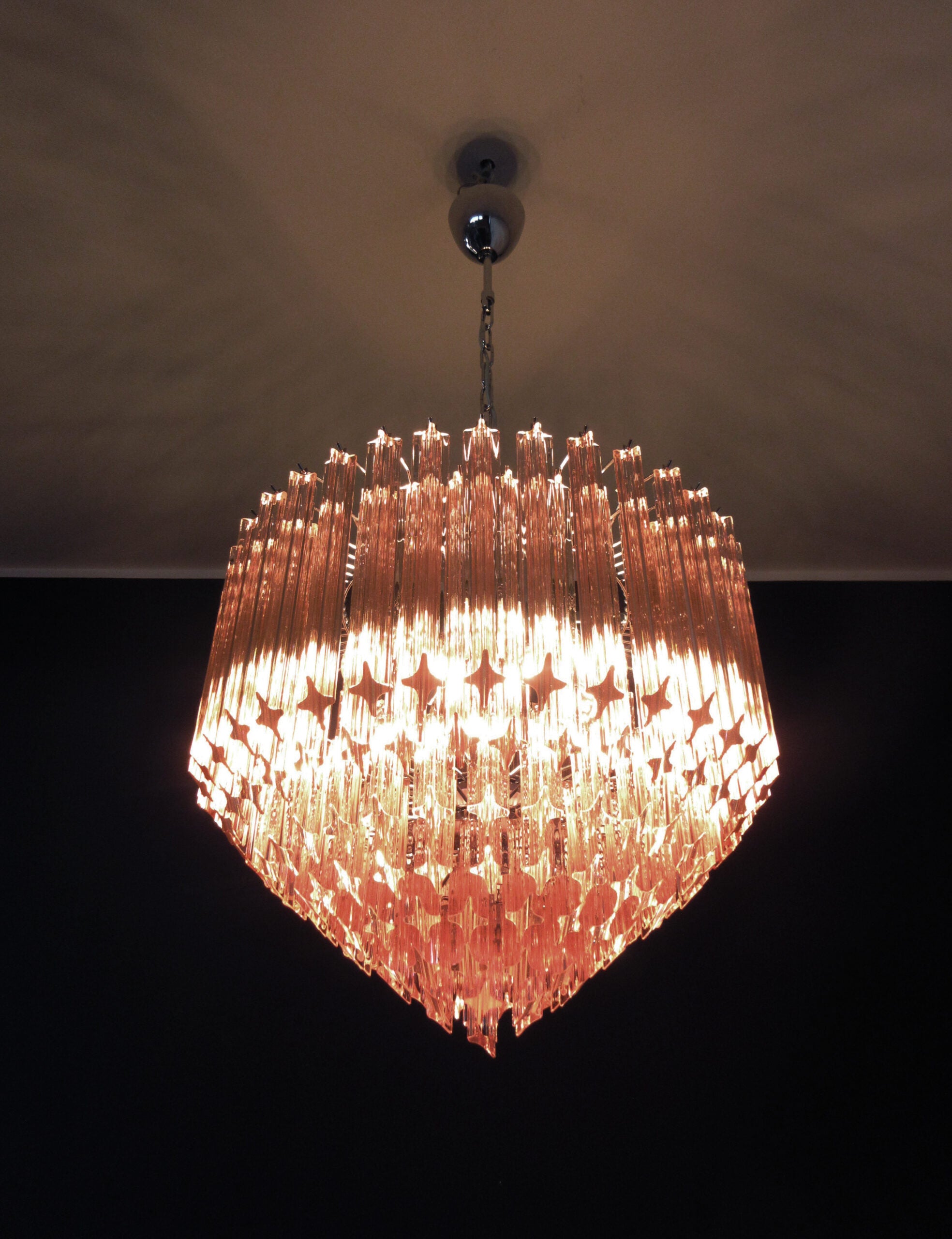 Murano Chandelier – 163 Pink Prism Glass – detail 3 – Murano Classics