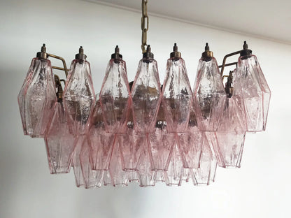 Murano Chandelier | 56 Pink polyhedral glass