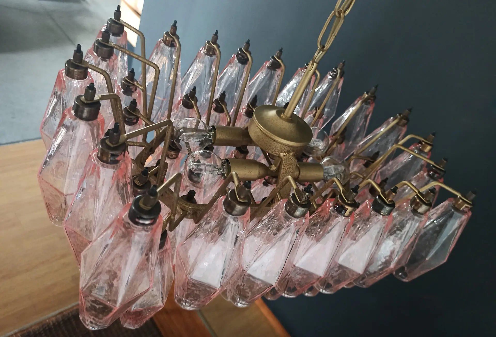 Murano Kronleuchter | 56 Rosa Poliedriglas