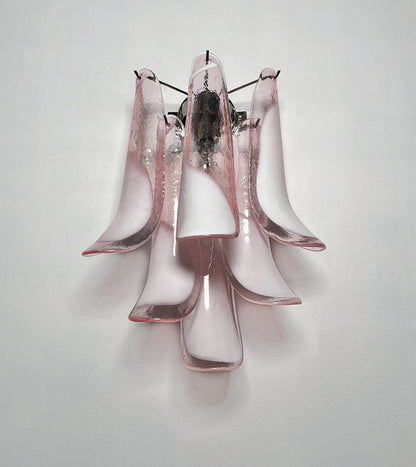 Murano Vegglampe | Rosa Lattimo Konglebladglass | 1 par