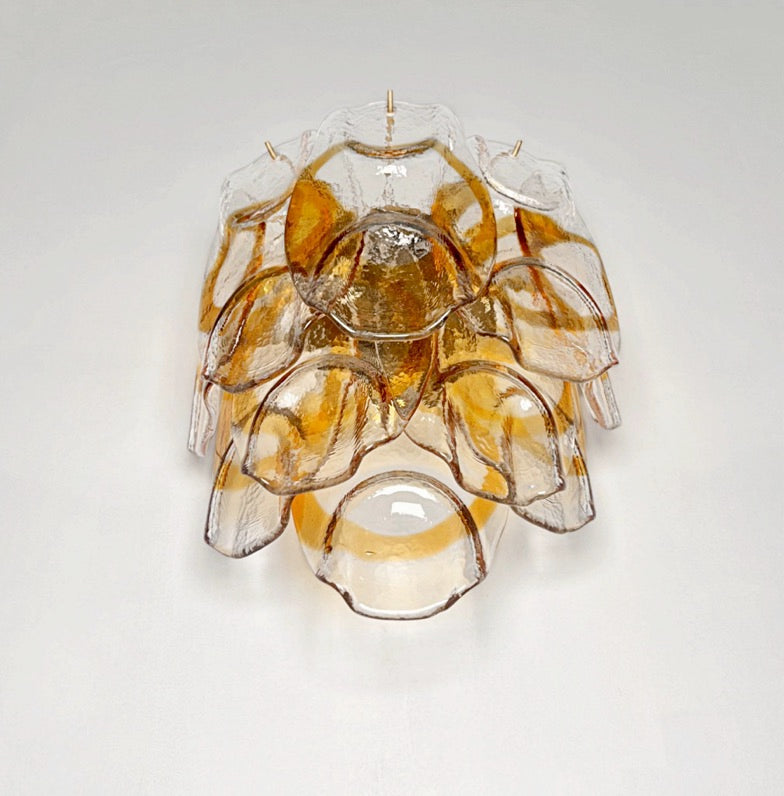 Murano Vegglampe | 10 Hvite Crostoliglass | 1 par