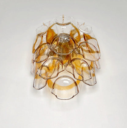 Murano Vegglampe | 10 Hvite Crostoliglass | 1 par