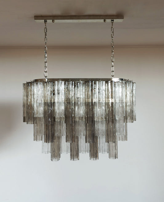 Murano Chandelier | 62 Clear and Smoke-coloured Glass Tubes