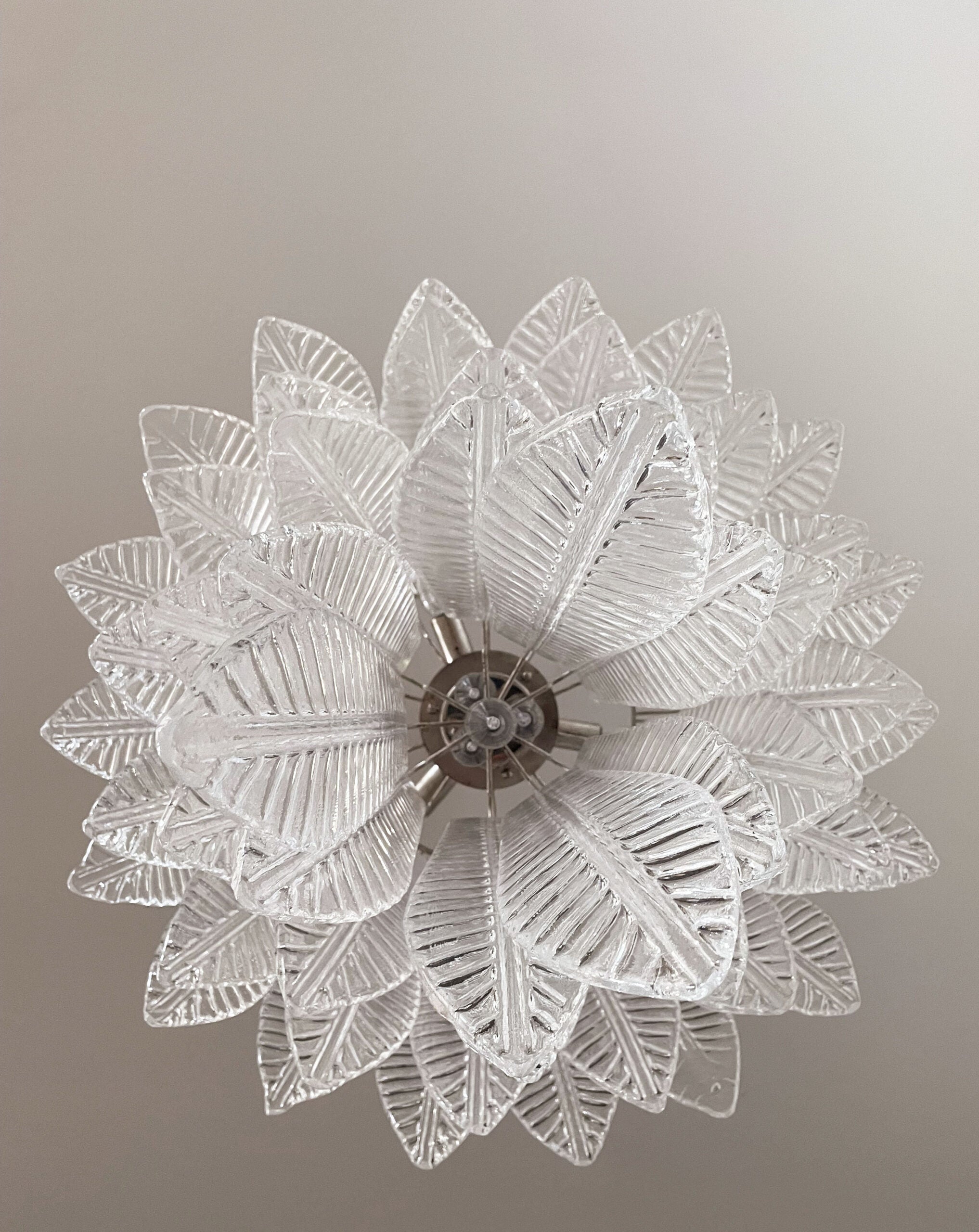 Murano Chandelier – 52 Clear Felci Glass – detail 6 – Murano Classics