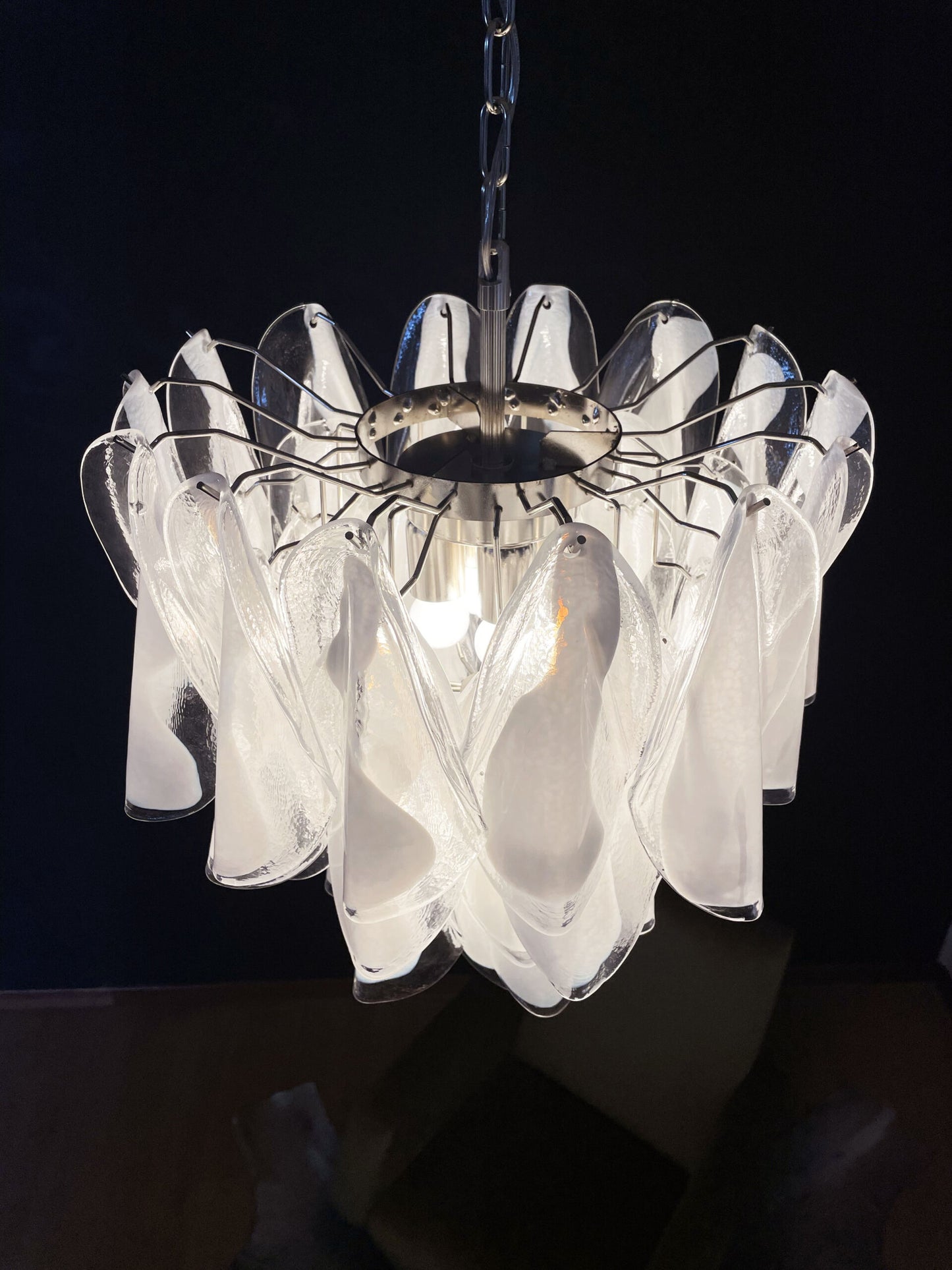 Murano Lysekrone | 41 Hvite Rondiniglass