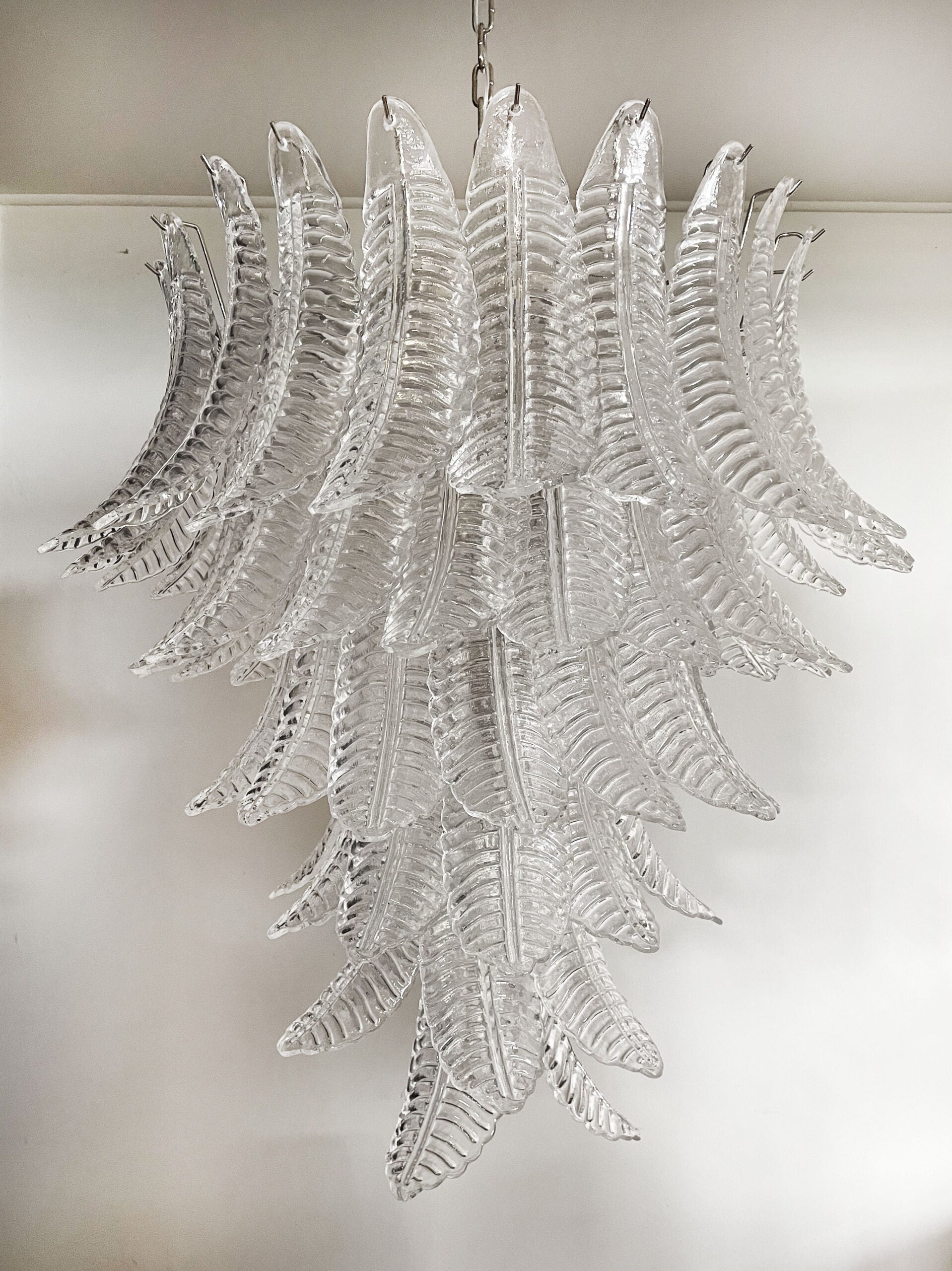 Murano Chandelier – 75 Clear Felci Glass – detail 3 – Murano Classics