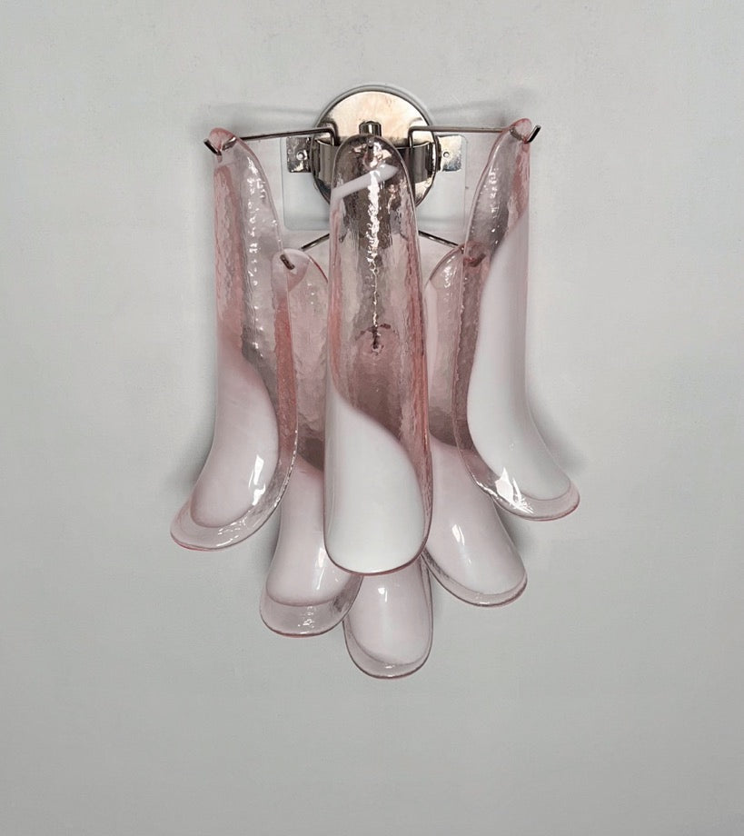 Murano Vegglampe | Rosa Lattimo Konglebladglass | 1 par