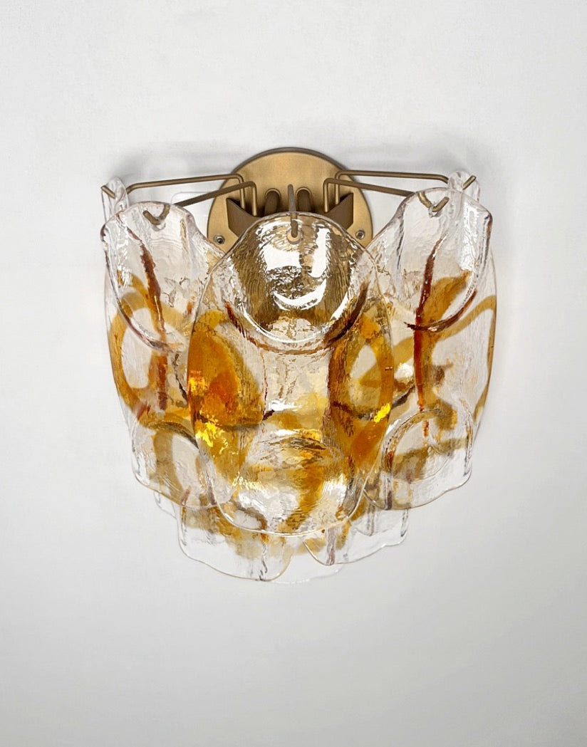 Murano Vegglampe | 10 Hvite Crostoliglass | 1 par