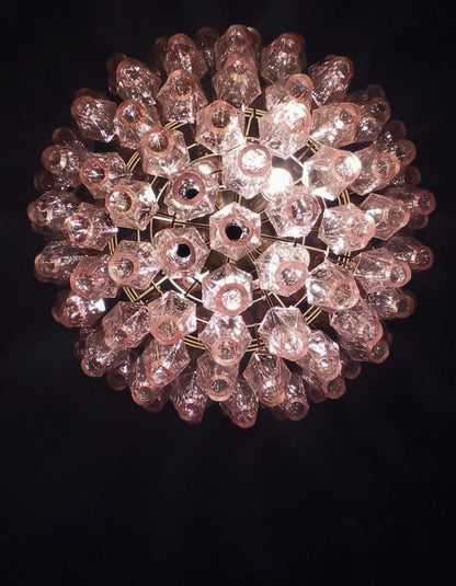 Murano Chandelier | 140 Pink polyhedral glass