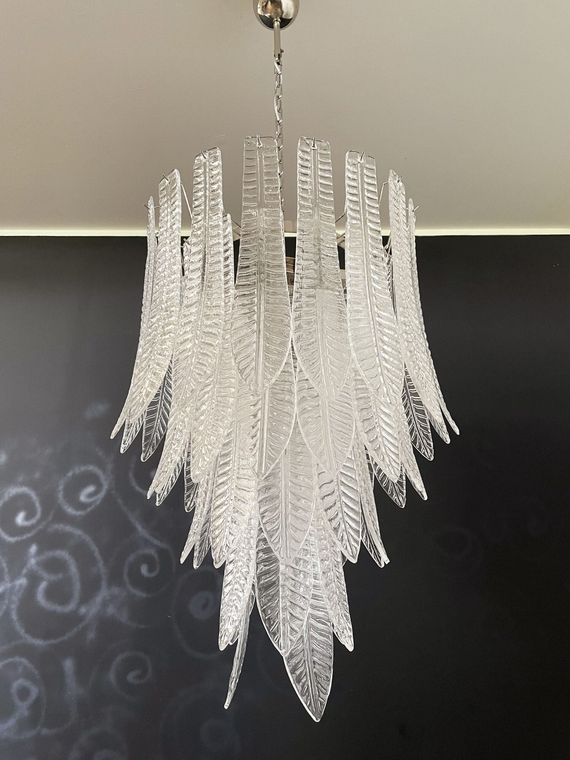 Murano Chandelier – 52 Clear Felci Glass – detail 7 – Murano Classics