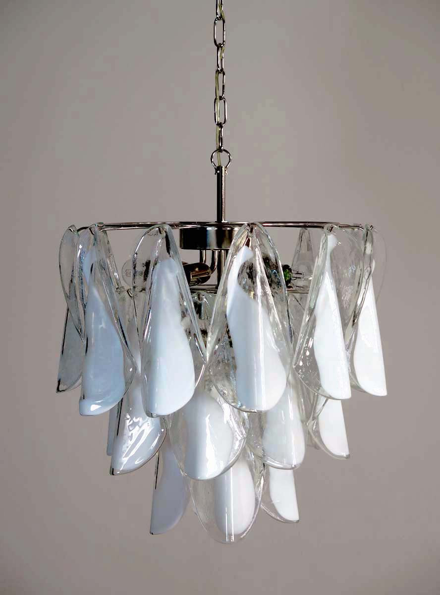 Murano Lysekrone – 24 Hvite Rondiniglass – detalj 7 – Murano Classics