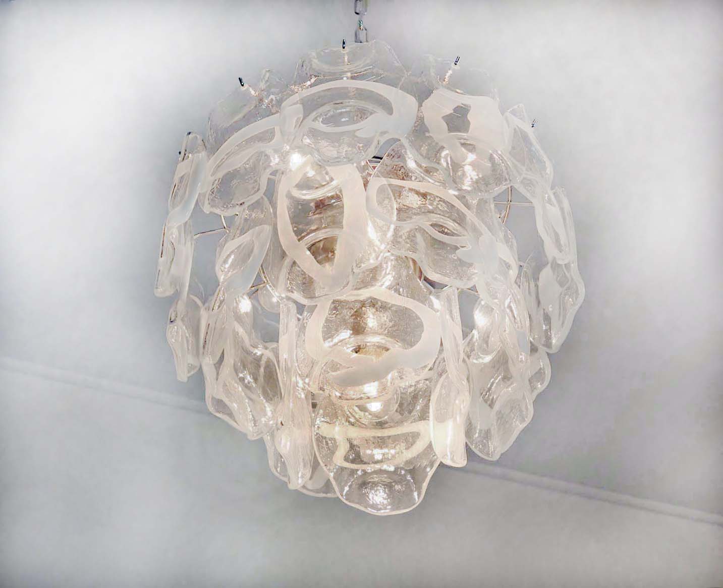 Murano Chandelier – 23 Clear White Crostoli Glass – detail 7 – Murano Classics