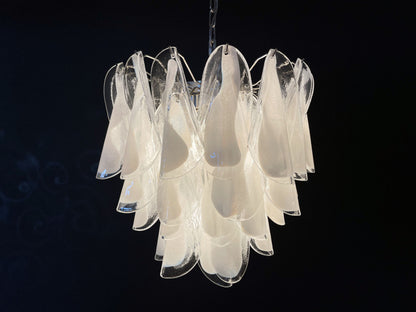 Murano Lysekrone | 41 Hvite Rondiniglass