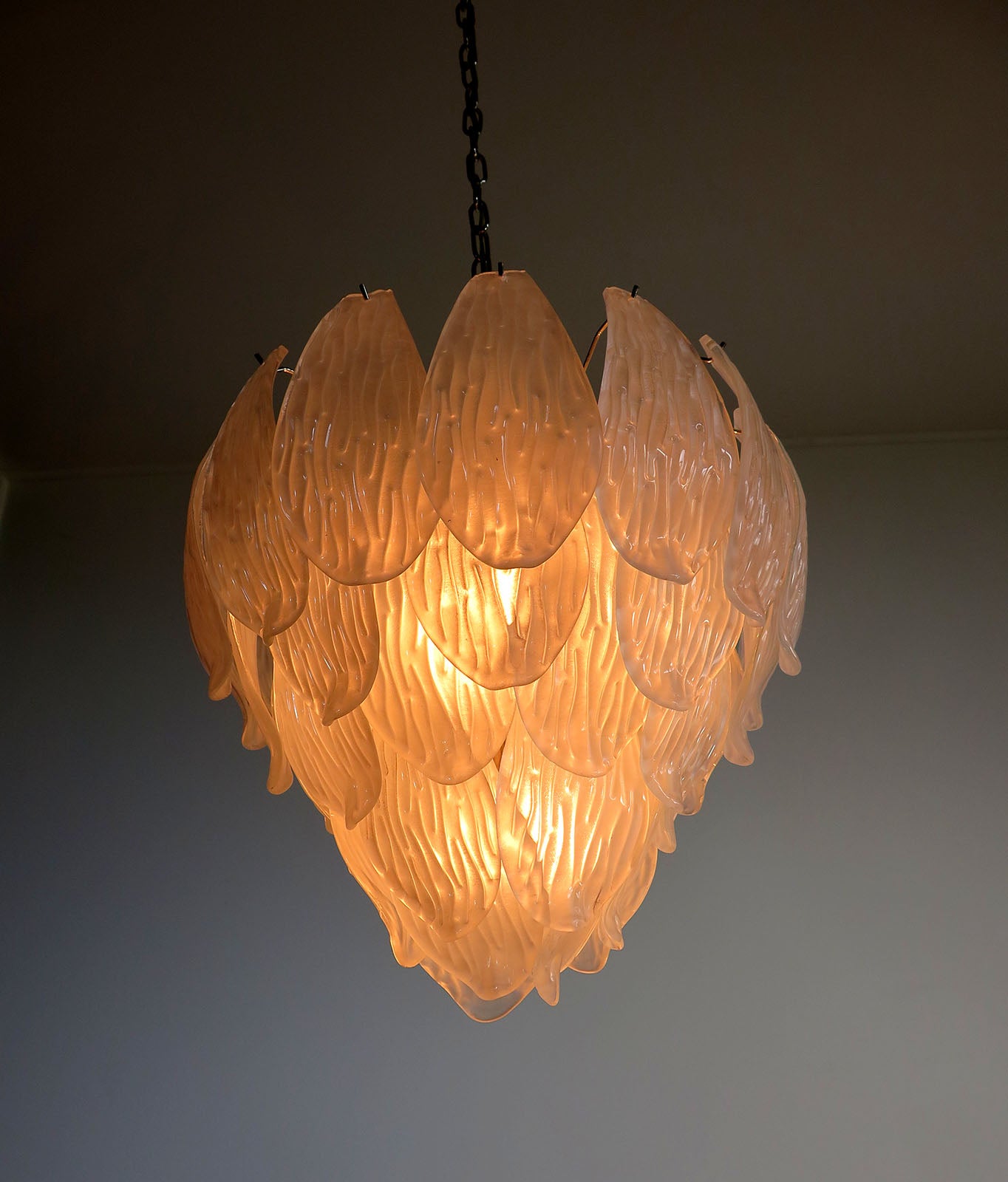 Murano Lysekrone | 41 Klare Konglebladglass