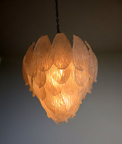 Murano Lysekrone | 41 Klare Konglebladglass