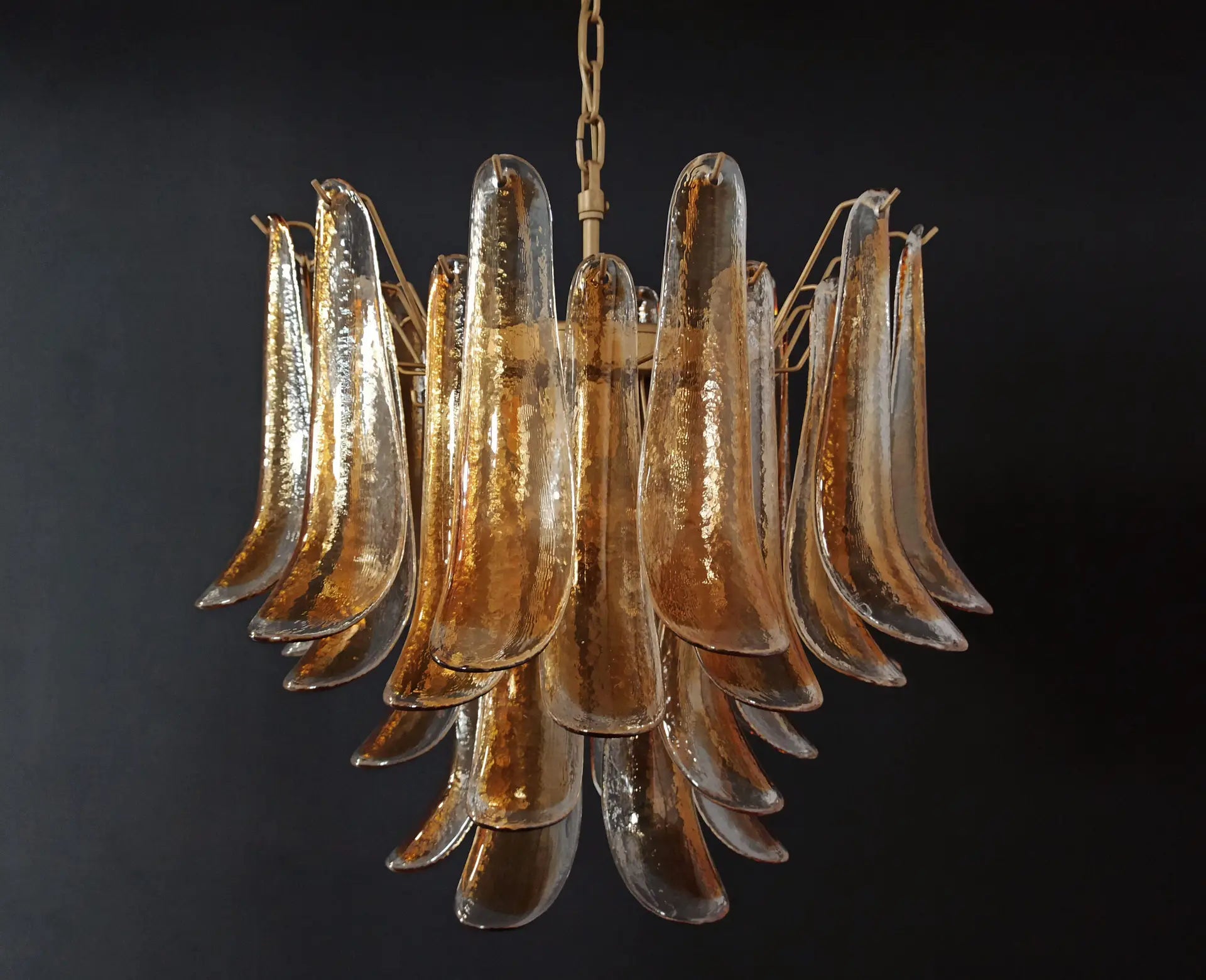 Murano Kronleuchter – 36 Klare und Gelbe Blütenblattgläser – Detail 5 – Murano Classics