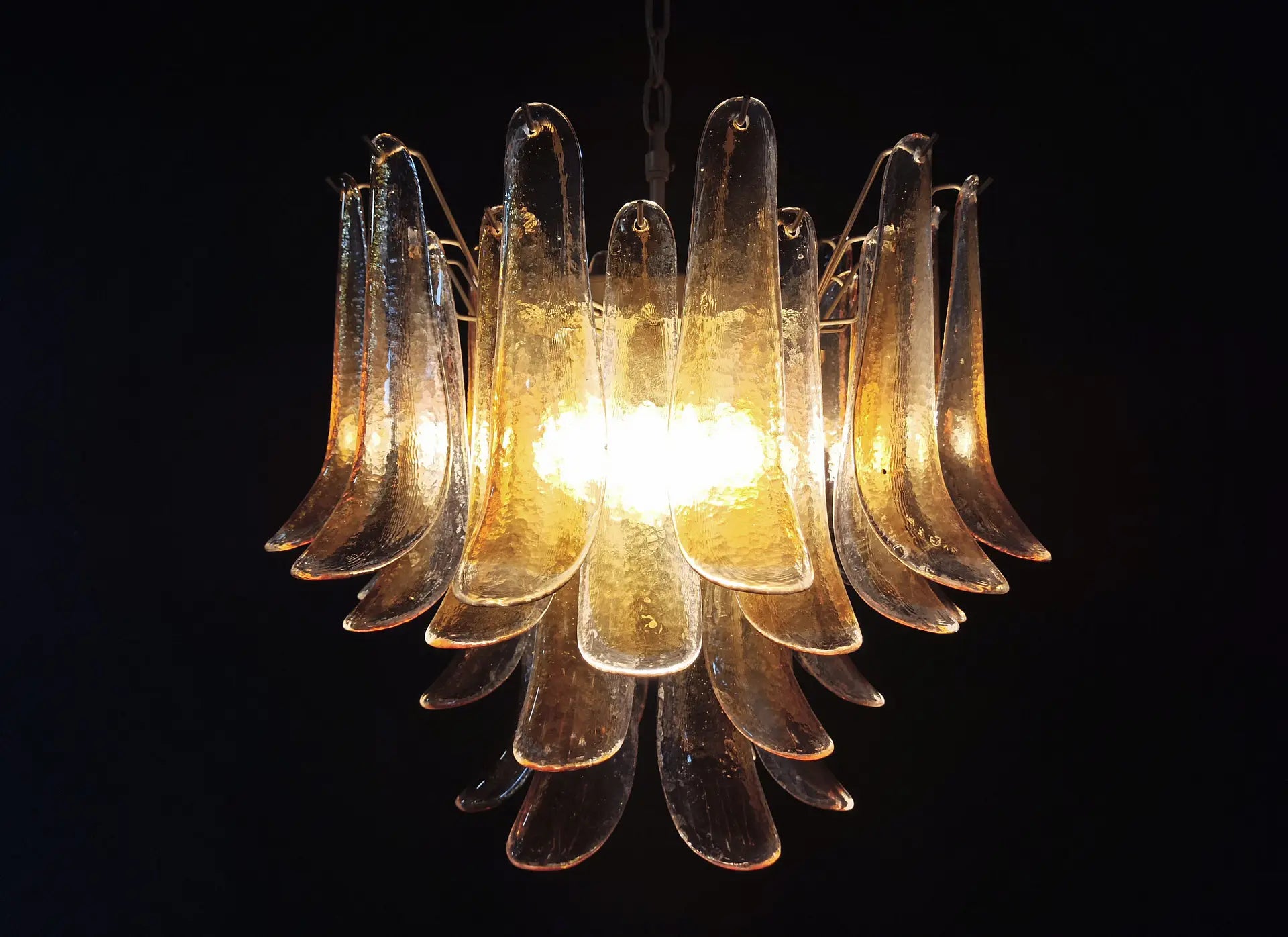 Murano Kronleuchter – 36 Klare und Gelbe Blütenblattgläser – Detail 10 – Murano Classics