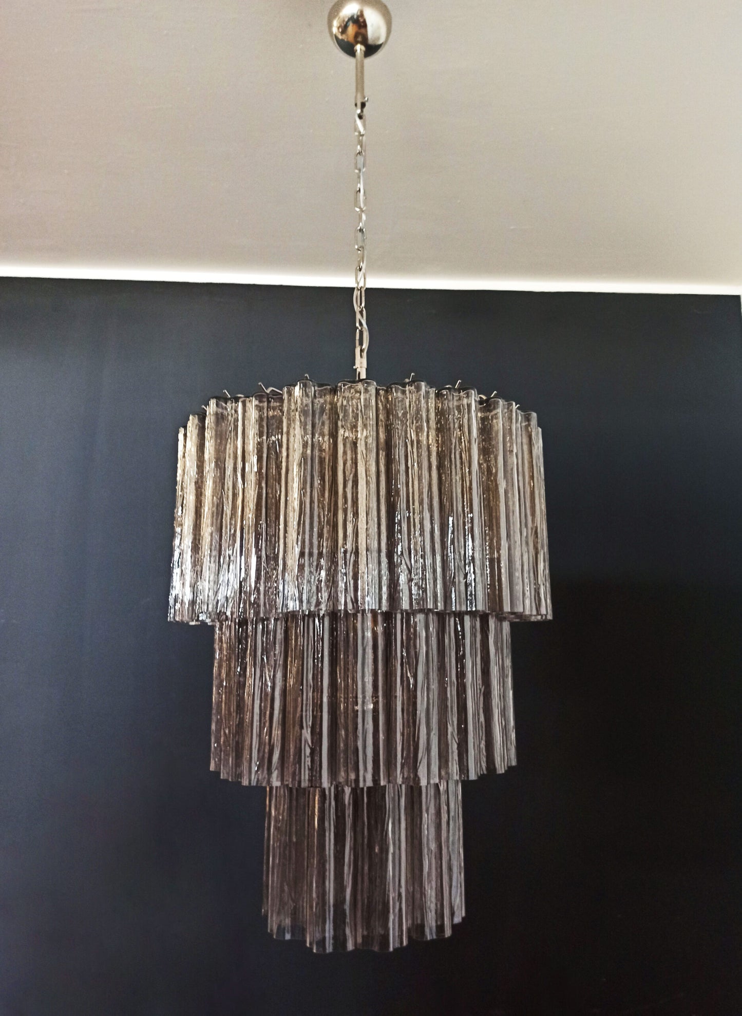 Murano Chandelier | 52 Smoke colored glass tubes