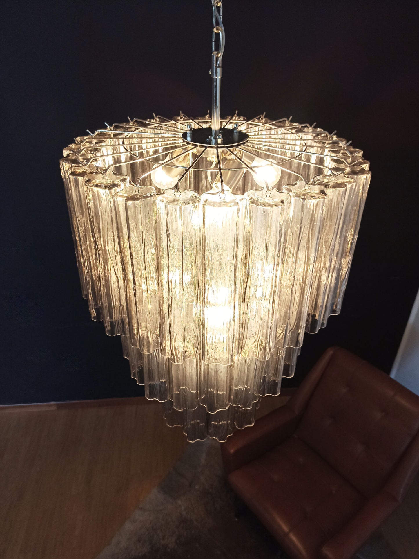 Murano Chandelier | 52 Smoke colored glass tubes