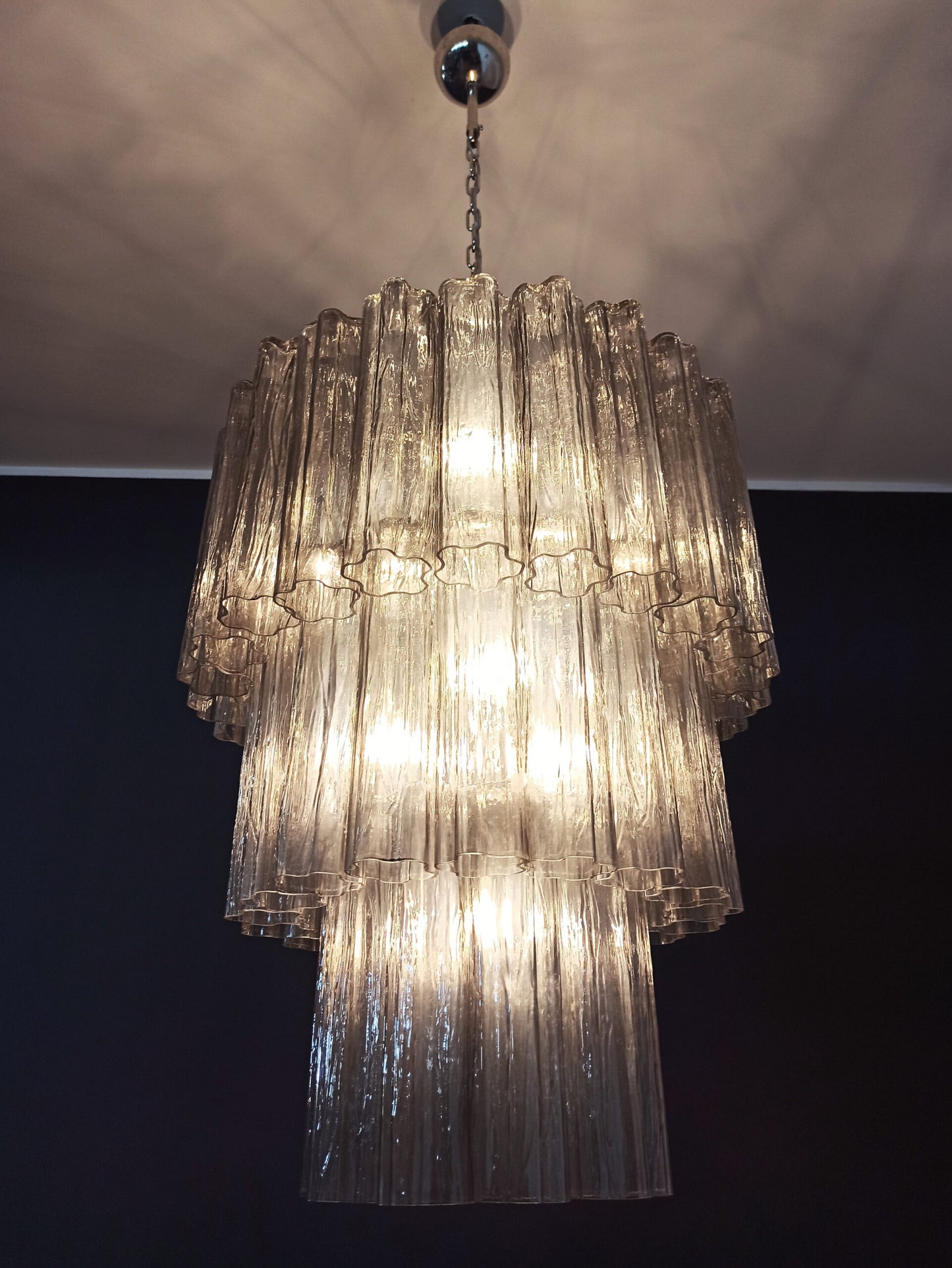 Murano Chandelier | 52 Smoke colored glass tubes