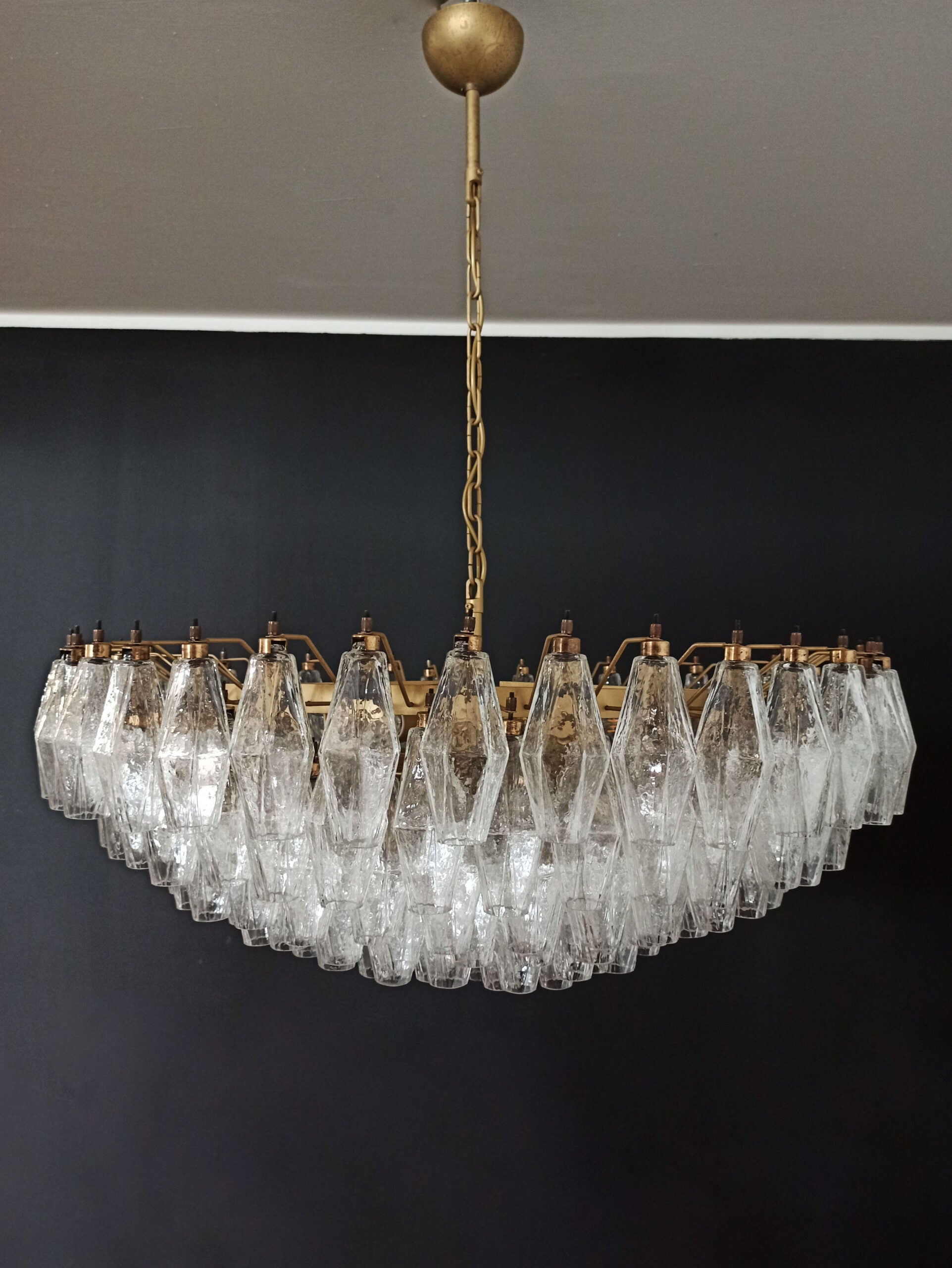 Murano Chandelier – 185 Clear Poliedri Glass – detail 6 – Murano Classics